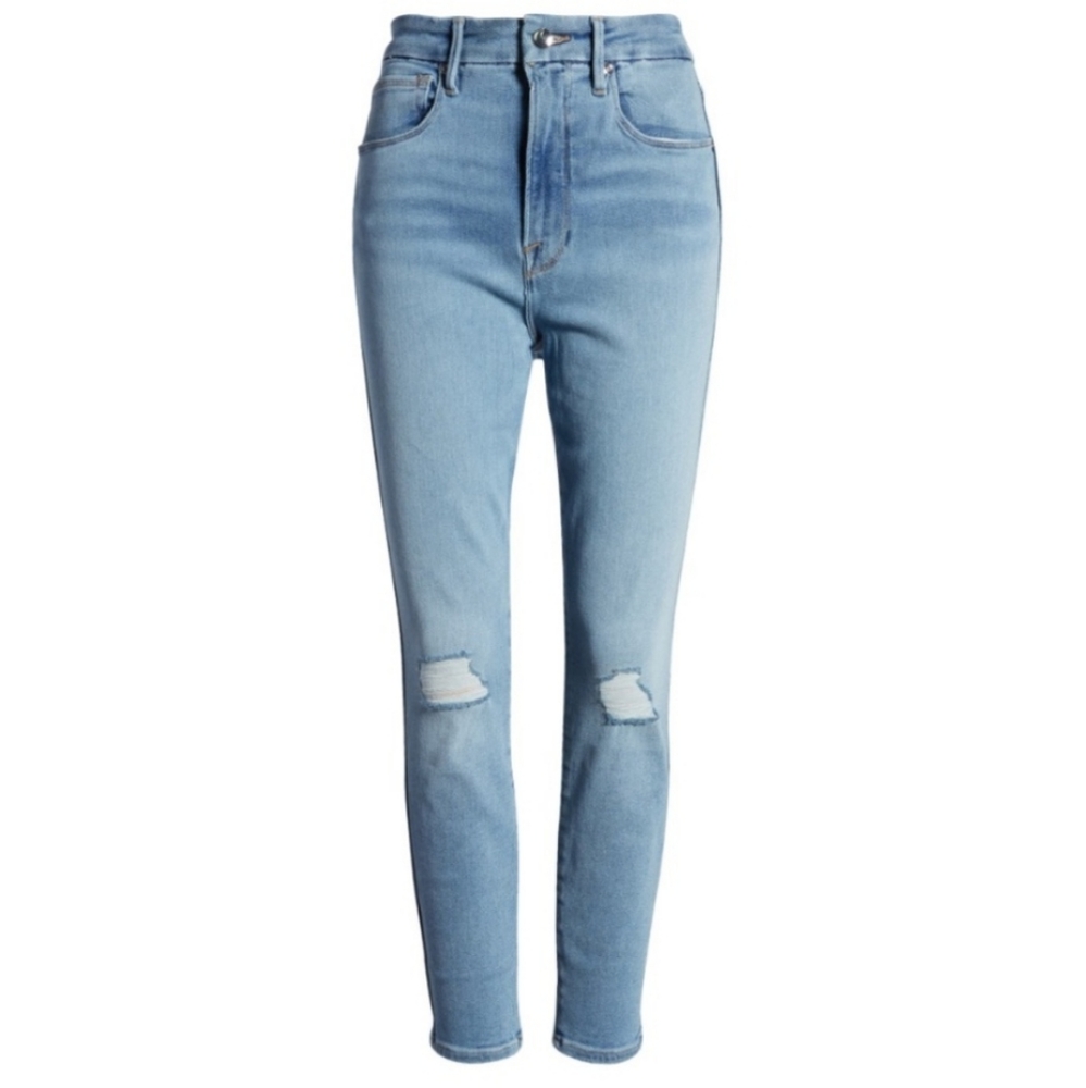 NWT Good American Curve Skinny Crop Distress Knee
